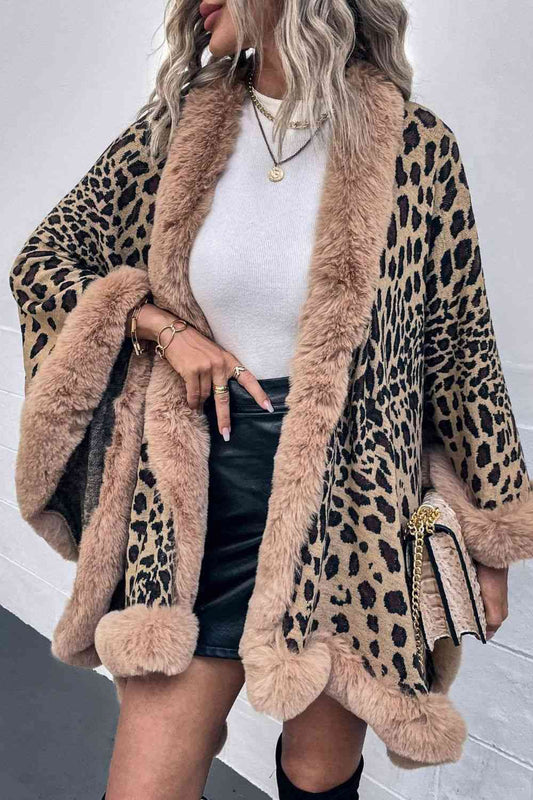 Leopard Open Front Poncho