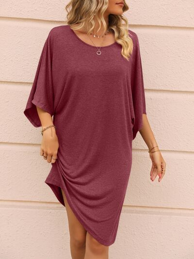 Round Neck Three-Quarter Sleeve Tee Dress