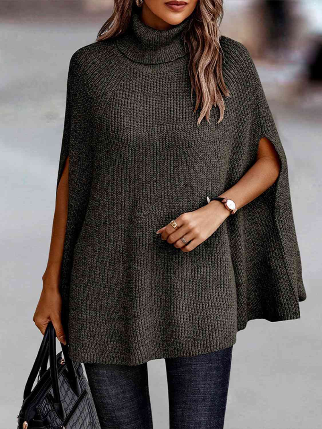 Turtleneck Dolman Sleeve Poncho